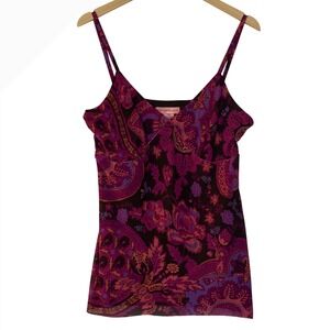 Bandolino Womens Size 12 Paisley Cami Tank Top Boho Festival Y2K Spaghetti Strap